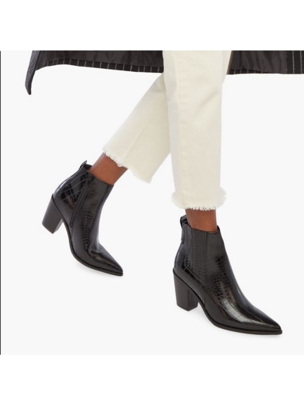 NWOT JustFab Pointed Toe Croc-Embossed Ankle Boot